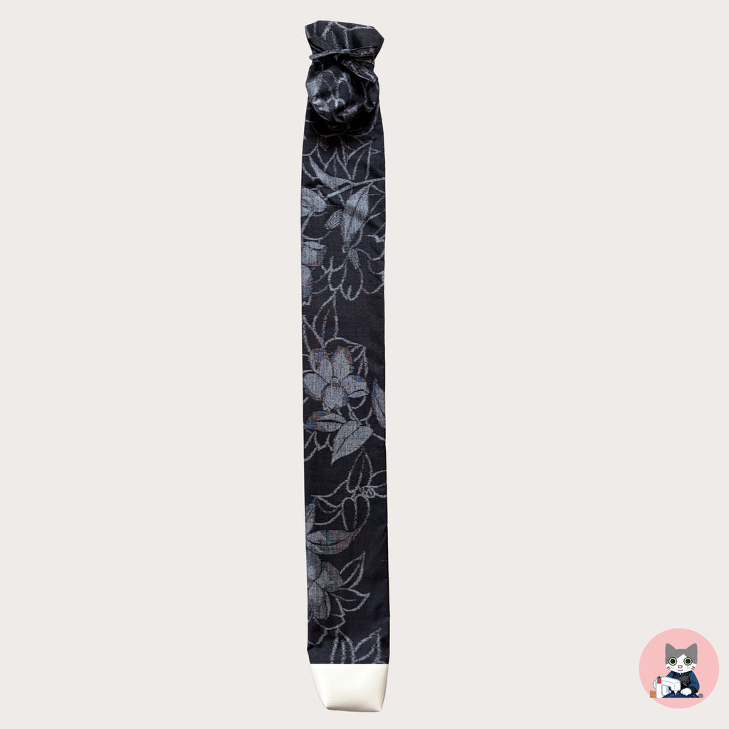 【Certified Tsumugi】Camellia ( Black)- Mud-Dyed Oku-Noto Tsumugi