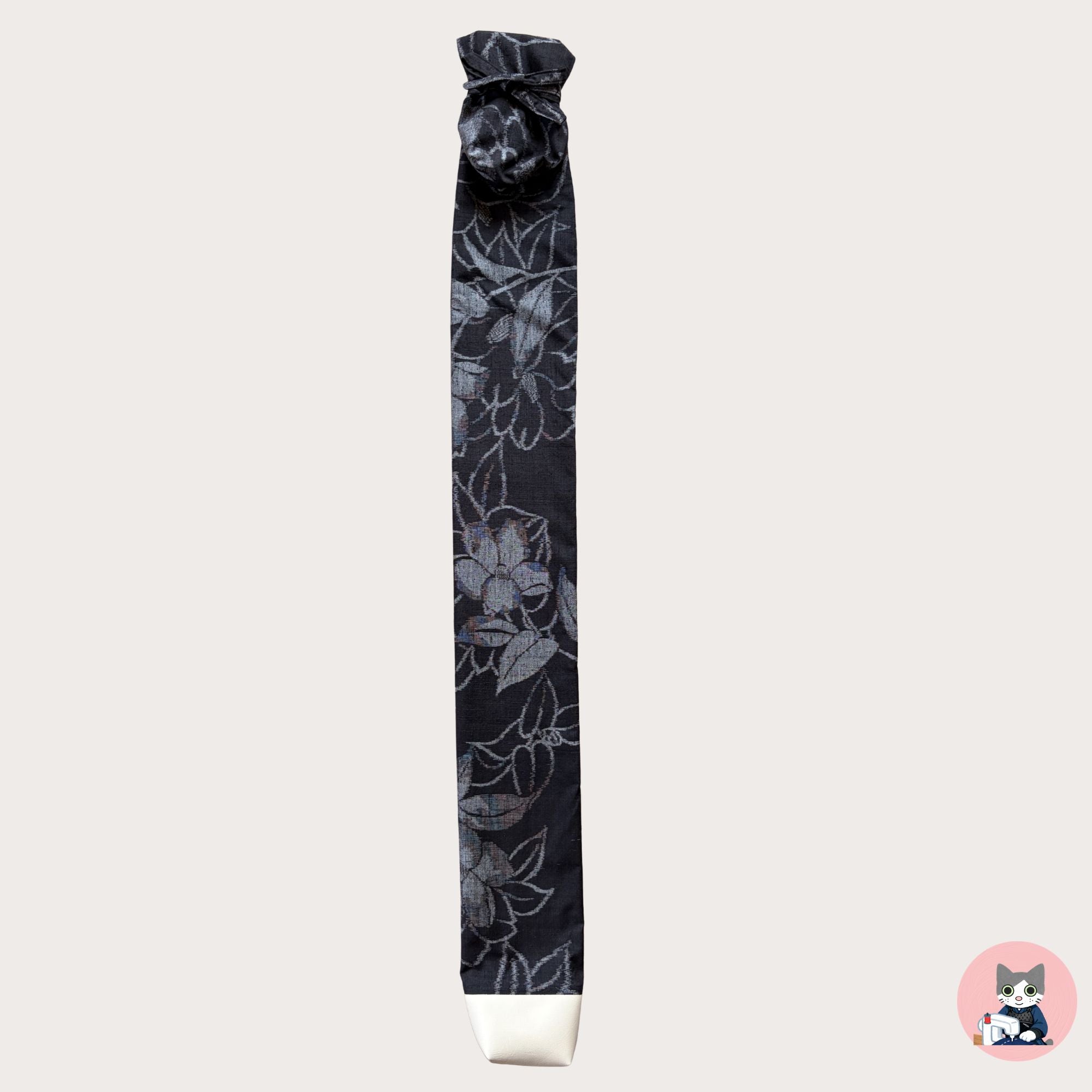 【Certified Tsumugi】Camellia ( Black)- Mud-Dyed Oku-Noto Tsumugi