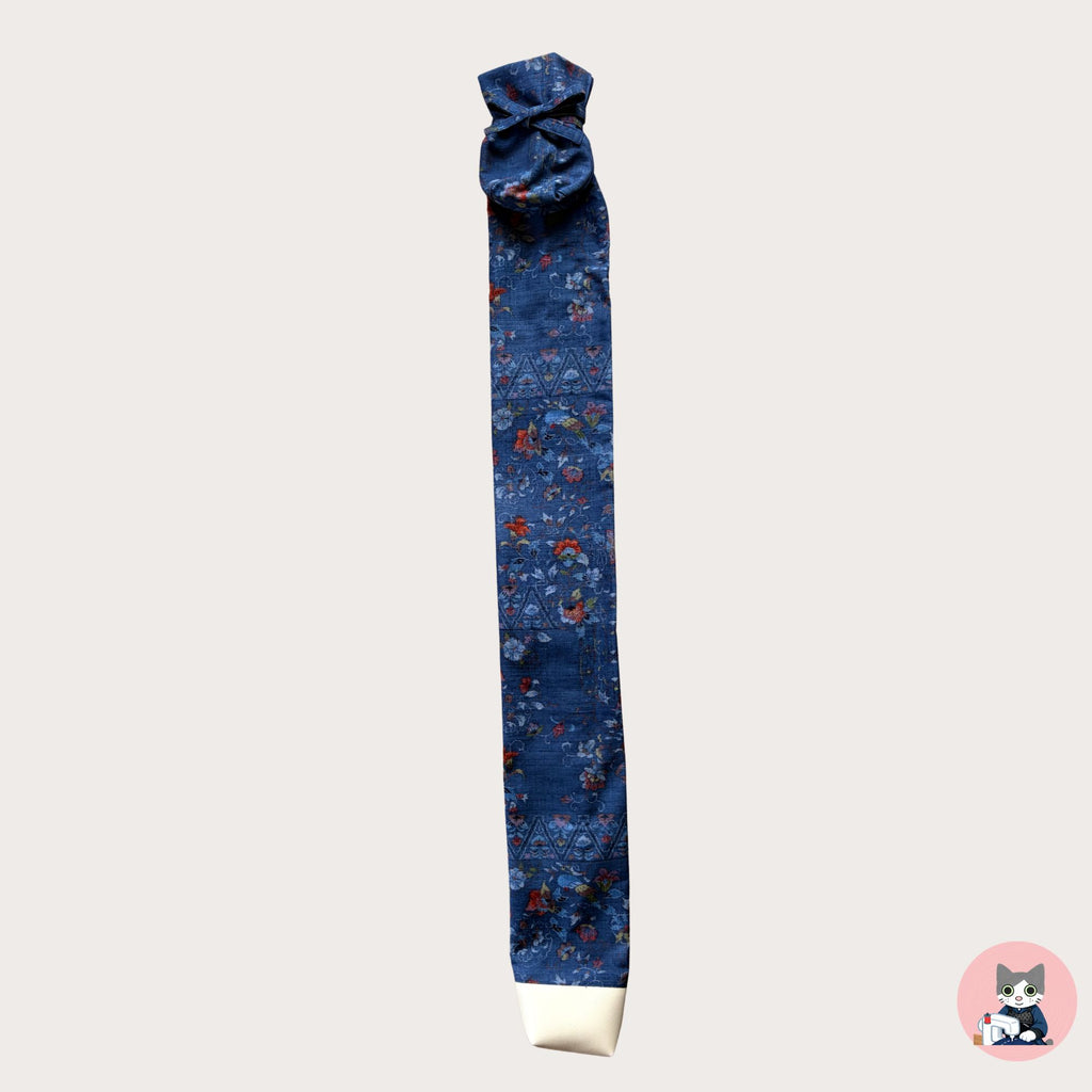 【Certified Tsumugi】Blue-Gray  Floral Arabesque- Ojiya Tsumugi
