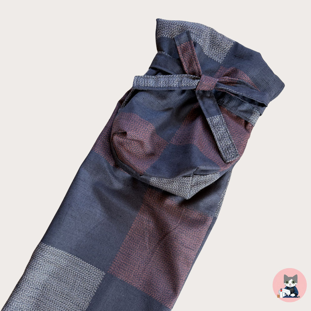 【Certified Tsumugi】Brown & Black Checkered - Pure Mud-Dyed Yuki Tsumugi