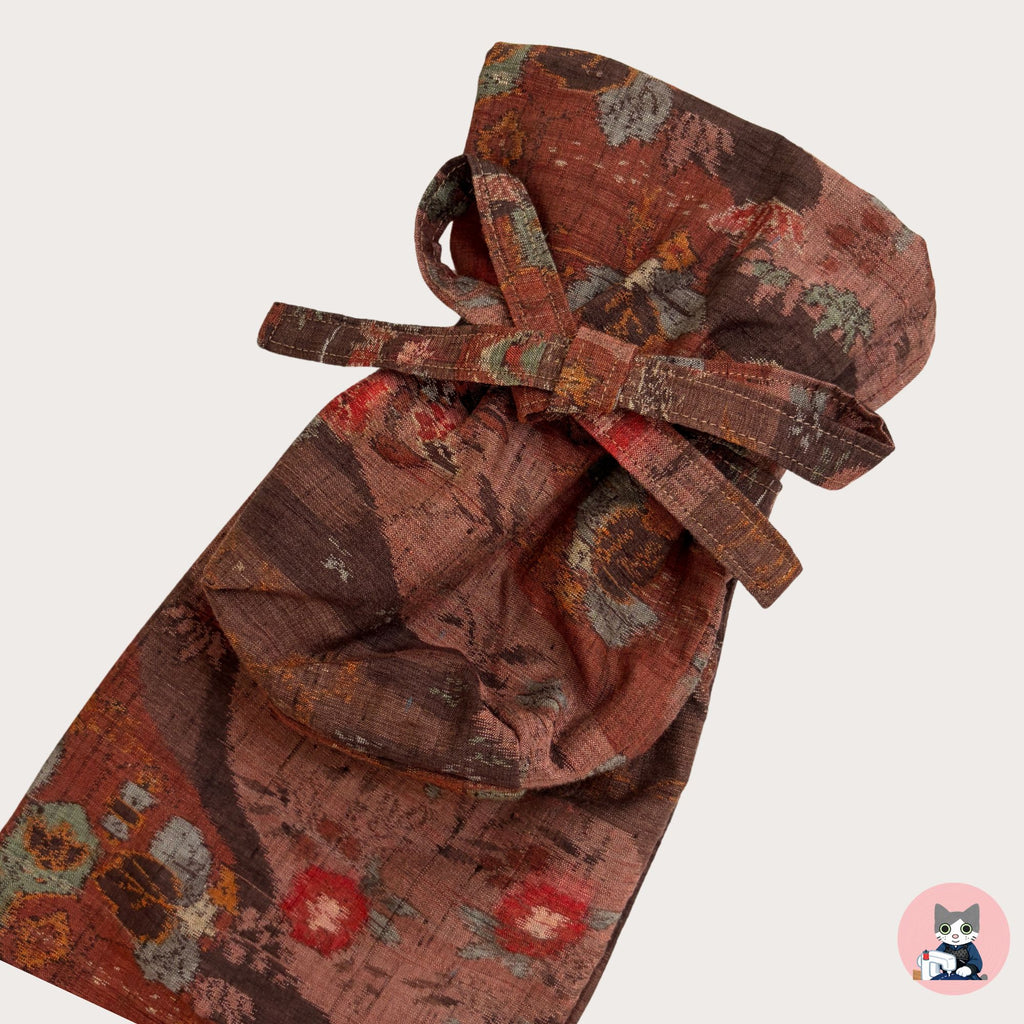 【Certified Tsumugi】Red Ochre Floral Haze -Ojiya Tsumugi