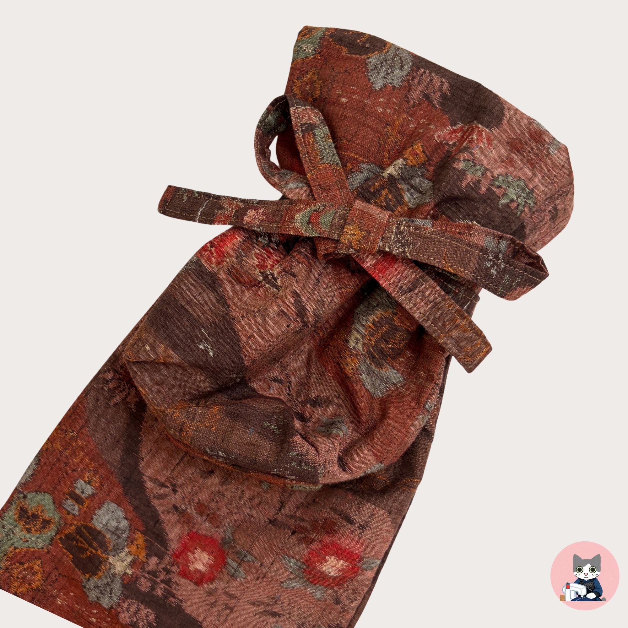 【Certified Tsumugi】Red Ochre Floral Haze -Ojiya Tsumugi