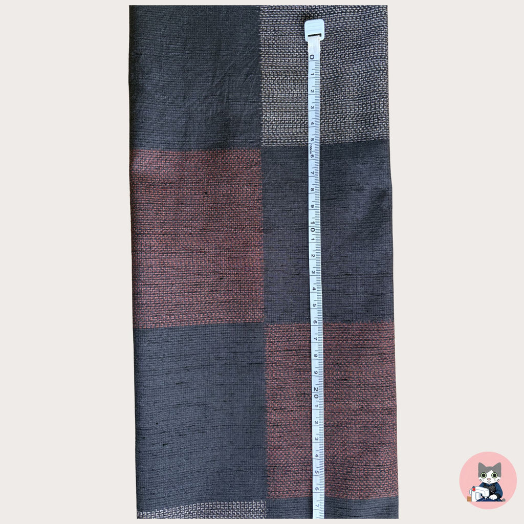 【Certified Tsumugi】Brown & Black Checkered - Pure Mud-Dyed Yuki Tsumugi