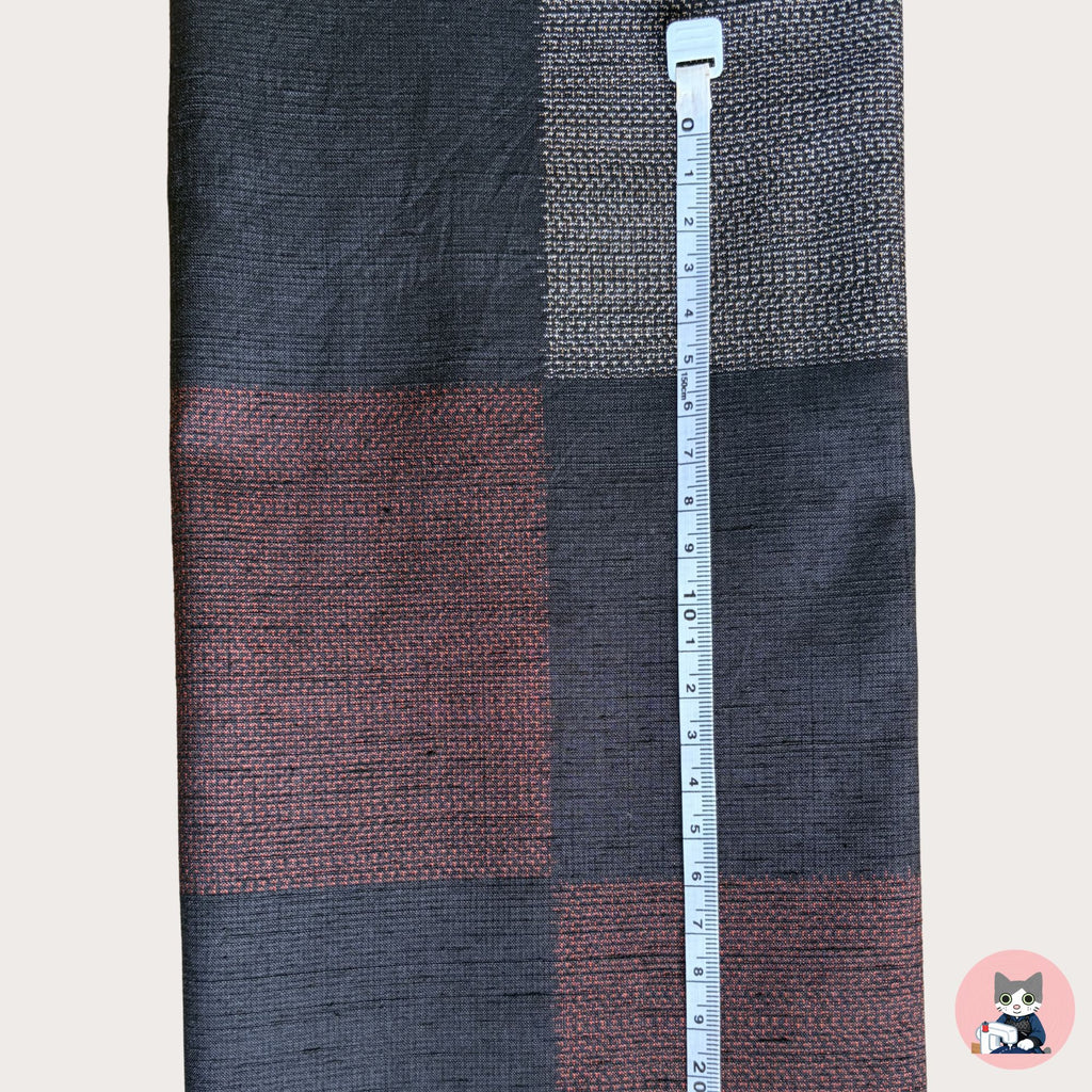 【Certified Tsumugi】Brown & Black Checkered - Pure Mud-Dyed Yuki Tsumugi