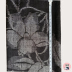黒色　白椿模様　 本泥染奥能登