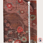 赤茶色　草花ヱ霞模様　小千谷紬