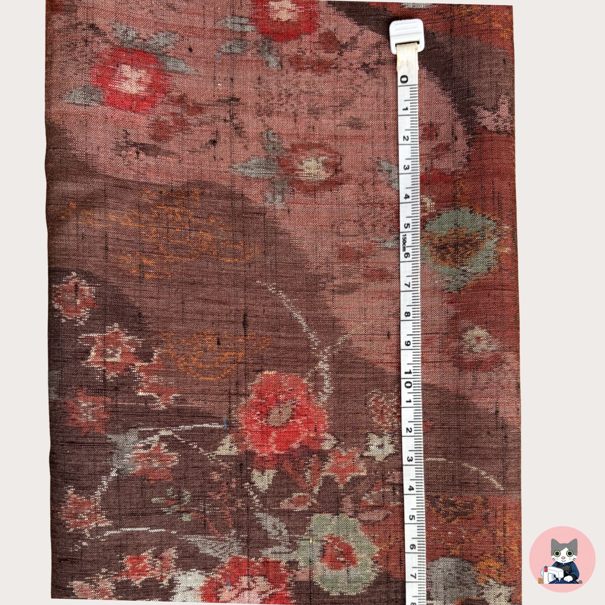 【Certified Tsumugi】Red Ochre Floral Haze -Ojiya Tsumugi